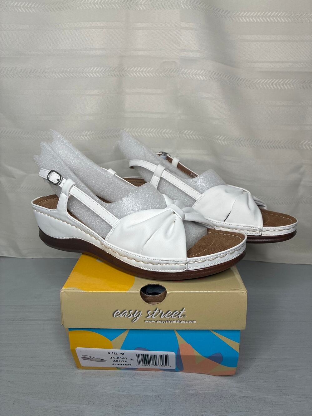 Easy Street Jupiter Slingback Comfort Sandals White Womens Size 9.5